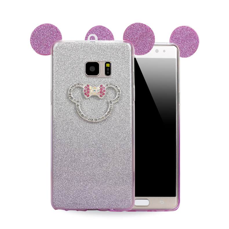 Galaxy Note FE / Note Fan Edition / Note 7 Minnie Diamond Glitter Bow TIE Case (Purple)